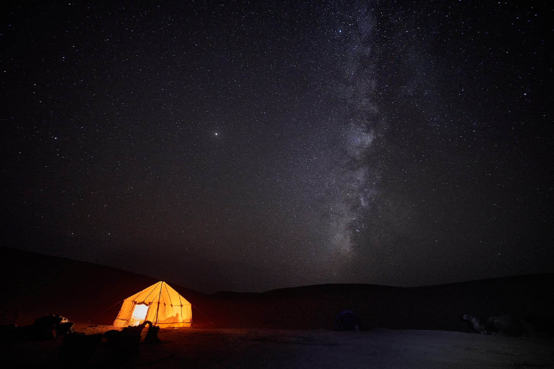 Private desert camp under the stars in Morocco