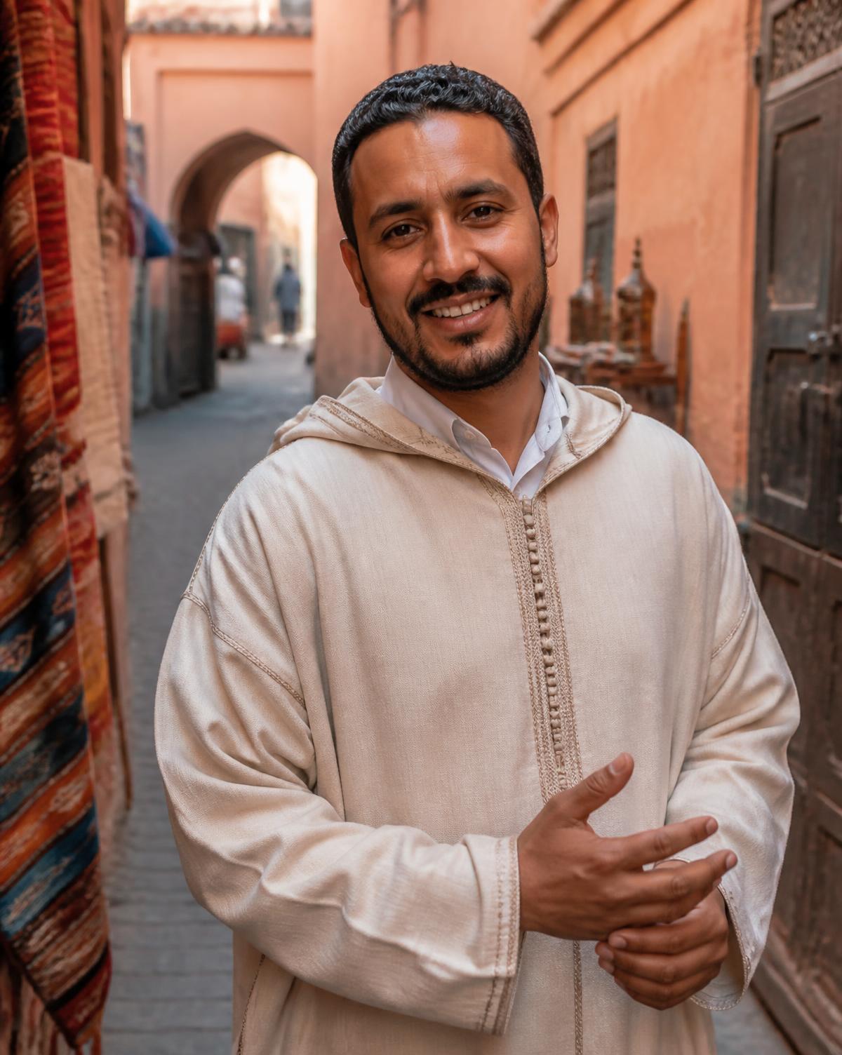 A local Moroccan host in a medina lane