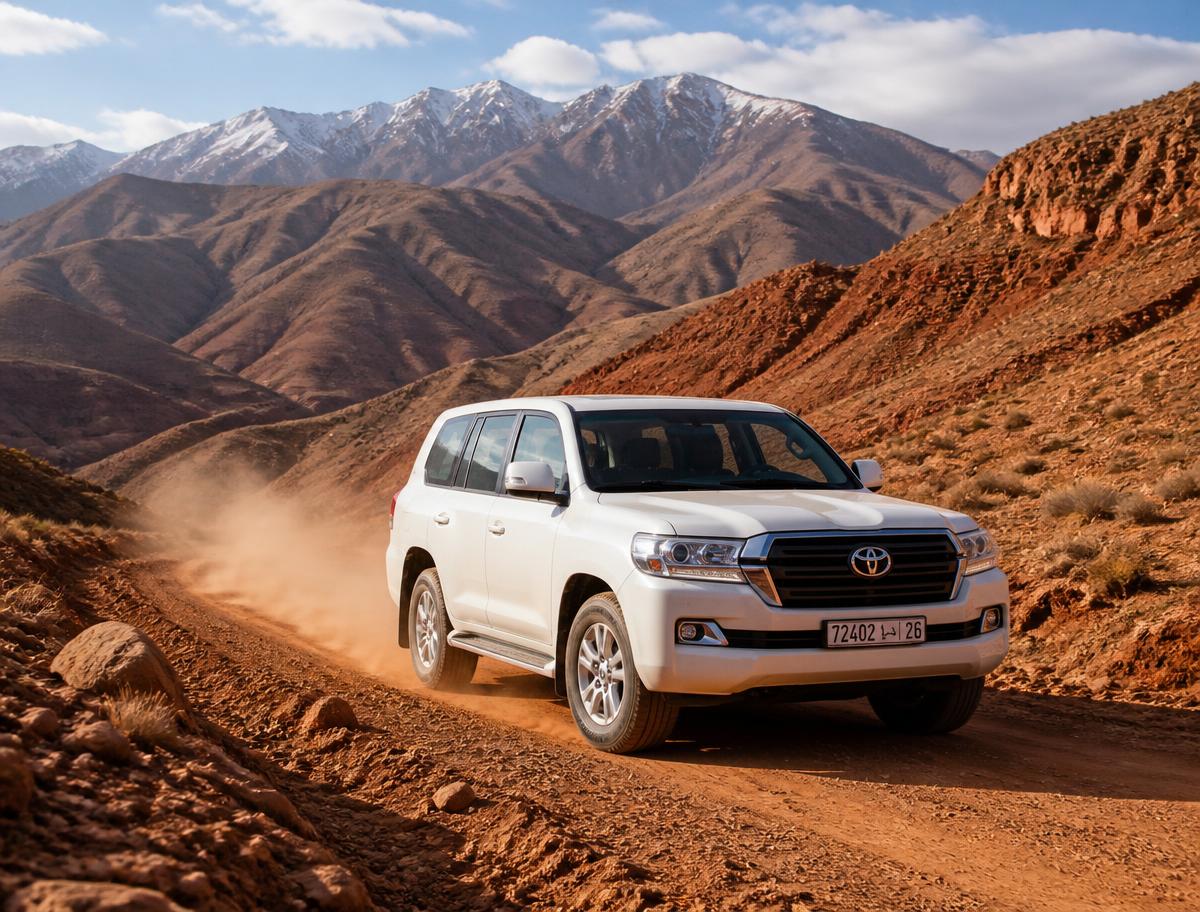 A Morocco Together journey vehicle on an Atlas road